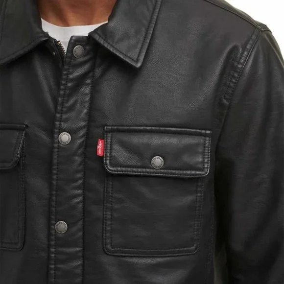 Men's Faux Leather Jacket - Black‎ Levi's - Picture 6 of 10